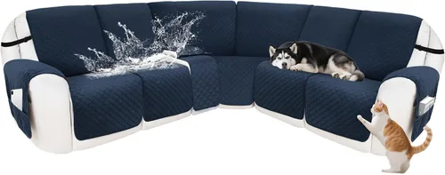 Miniatura 58 de Fundas para sofá modular reclinable, de terciopelo en forma de L, funda de consola central para perros y mascotas, lavable antideslizante, 1 funda