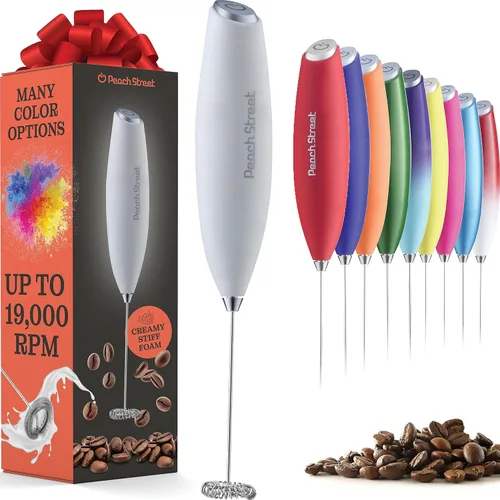 Miniatura 16 de Potente espumador de leche de mano, mini espumador de leche, funciona con pilas (no incluida), mezclador de bebidas de acero inoxidable para café