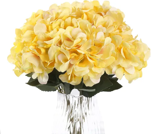 Miniatura 10 de Paquete de 2 flores de hortensias artificiales blancas, 10 cabezas de seda falsas para el hogar, boda, fiesta, centro de mesa, decoración de mesa