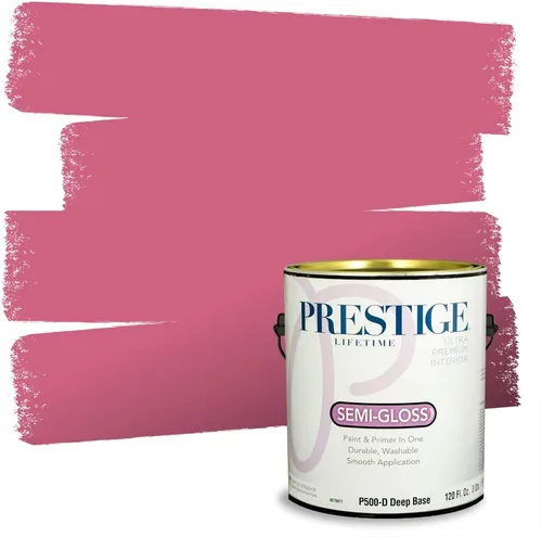 Miniatura 260 de Prestige Paints E100-T-SW6591 Pintura exterior e imprimación en uno, 1 galón, plano, combinación comparable de Sherwin Williams Amaryllis, 1 galón