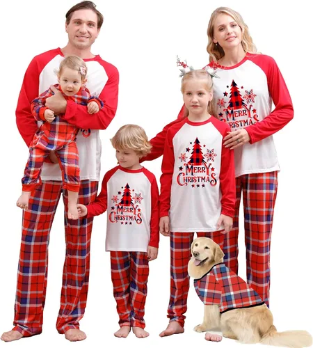 Miniatura 29 de OAKFashion Conjuntos de Pijamas Familiares de Navidad, Pijamas Familiares a Juego de Navidad Ropa de Dormir Pjs