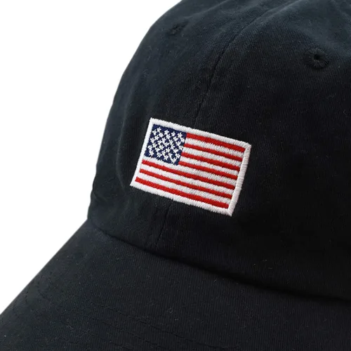 Miniatura 3 de Gorra de béisbol ajustable de perfil bajo 100% algodón con bandera de Estados Unidos y bordado