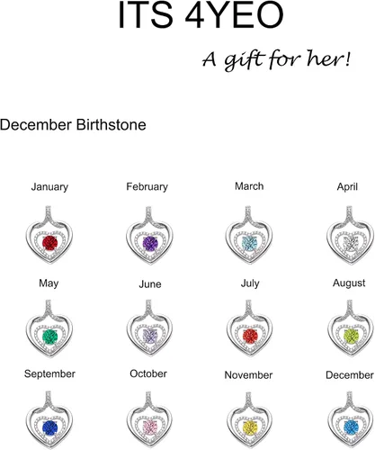 Miniatura 7 de ITS4YEO 925 Sterling Silver Love Heart Birthstone Necklaces Silver Necklace Zircon Pendant Necklaces for Women Jewelry Gift for Women Wife Girls Her