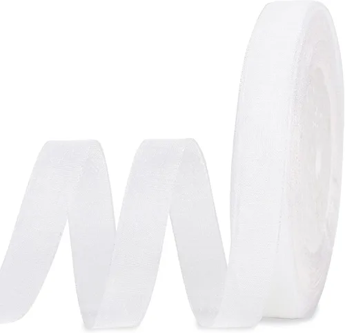 Miniatura 10 de molshine Cinta de organza transparente brillante de 50 yardas x 5/8 pulgadas, para ramos de guirnaldas, lazo, boda, envoltura de regalos, cabello