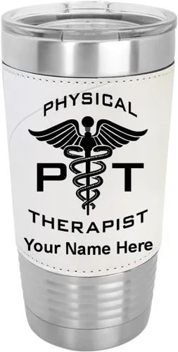 Miniatura 8 de LaserGram Taza aislada al vacío de 20 onzas, fisioterapeuta PT, grabado personalizado incluido (piel sintética, estilo béisbol)