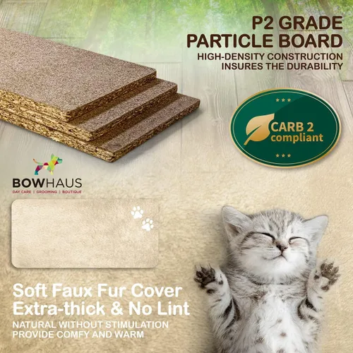 Miniatura 6 de BOWHAUS Árbol alto para gatos grandes o gatitos de interior, árbol de actividades para gatos de varios niveles con postes rascadores, hamaca