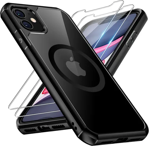 Miniatura 63 de TAURI Funda magnética 2 en 1 transparente para iPhone 14 Pro, compatible con Magsafe [no amarillenta] con protector de pantalla, protección de grado