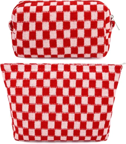 Miniatura 37 de SOIDRAM 2 Piezas de Bolsa de Maquillaje a Rayas Grande, Bolsa de Cosméticos de Cordura de Gran Capacidad, Bolsa de Lona Mixta de Artículos de Rayas