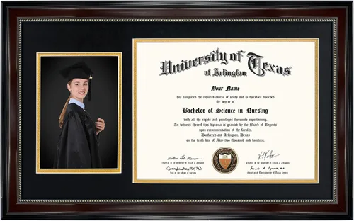 Miniatura 25 de GraduationMall Marco de fotos y diploma negro de 11 x 19 pulgadas para certificado de 8.5 x 11, imagen de 5 x 7, vidrio templado, paspartú doble