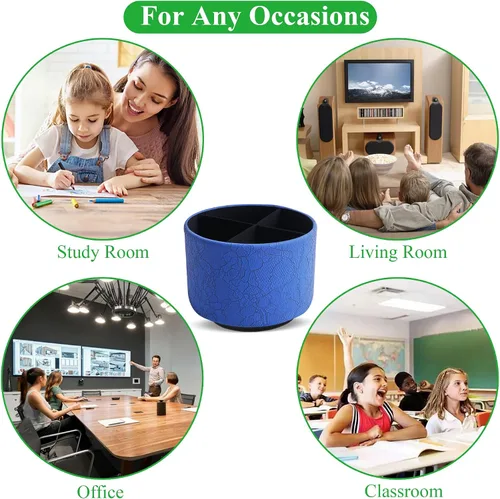 Miniatura 8 de Organizador redondo de cuero para suministros de arte, soporte para control remoto, giro de 360 grados, soporte multifuncional para lápices, 4