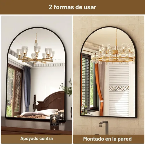 Miniatura 6 de XRAMFY Espejo arqueado de baño negro de 20"x30" - Espejo de pared para baño, espejo de tocador con marco de metal, espejo para cómoda, espejos