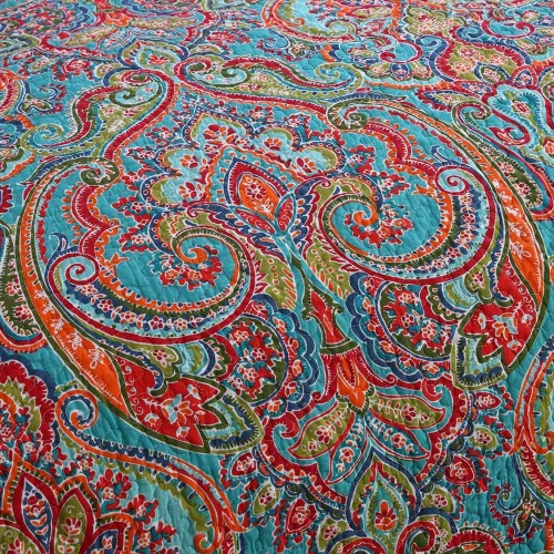 Miniatura 3 de NEWLAKE - Manta acolchada para cama, sofá y sillón, diseño floral europeo hermoso, 60X78 Pulgadas Naranja/Azul