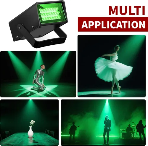 Miniatura 3 de ENUOLI Mini luz estroboscópica LED color verde con 24 LED súper brillantes control de velocidad variable para efecto de luz de escenario DJ