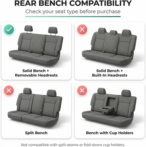 Miniatura 2 de FH Group Funda para asiento trasero de banco sólido para automóviles Asientos universales de tela para SUV, sedán, camioneta Accesorios Negro