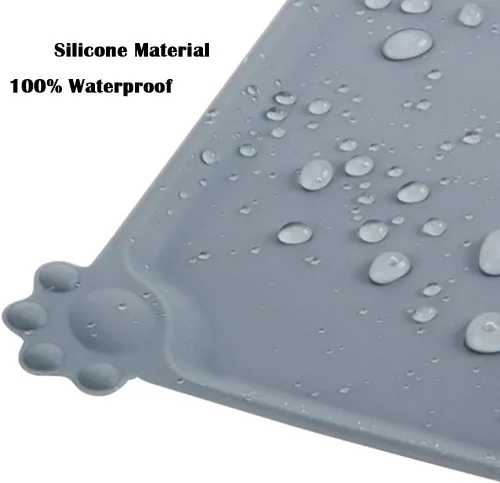 Miniatura 4 de LSilicone - Tapete de alimentación para mascotas, impermeable, para perros y gatos, bordes elevados para evitar derrames, bandeja individual Gris