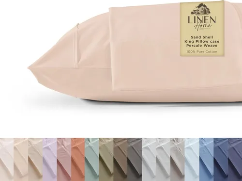 Miniatura 32 de Linen Home Juego de fundas de almohada King de 500 hilos, fundas de almohada 100 % algodón de fibra larga, juego de 2 fundas de almohada de satén