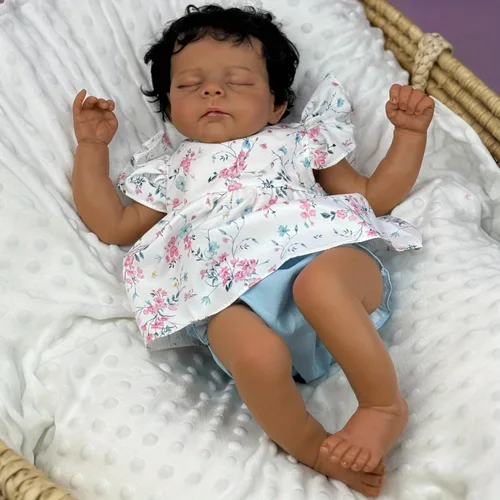 Miniatura 18 de 20 pulgadas dormido bebé Reborn 3D pintura piel con venas visibles cuerpo muñeca de tela, vinilo suave juguete de niña recién nacida como un Muñeca