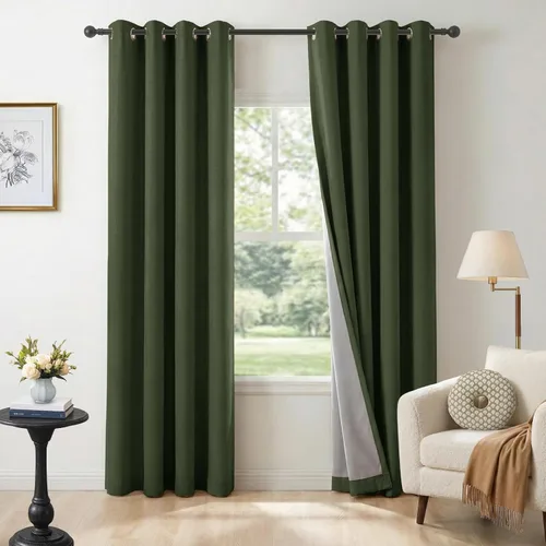 Miniatura 27 de 100% Blackout Shield Cortinas opacas de lino para dormitorio de 45 pulgadas de largo, cortinas beige con ojales para sala de estar, cortinas