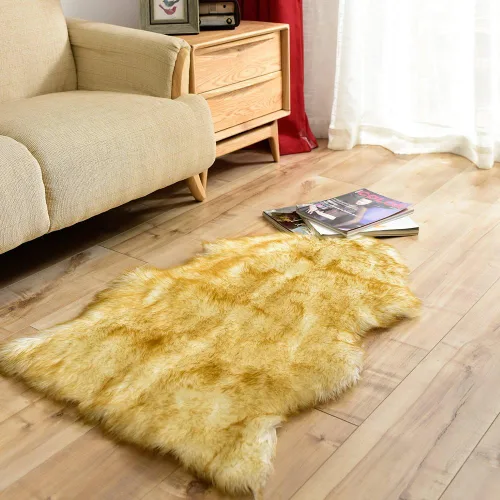 Miniatura 16 de Carvapet Funda de Silla de Piel de Oveja Sintética Suave de Lujo Cojín de Asiento Alfombras de Área de Piel Sintética Suave para Dormitorio, 2 pies