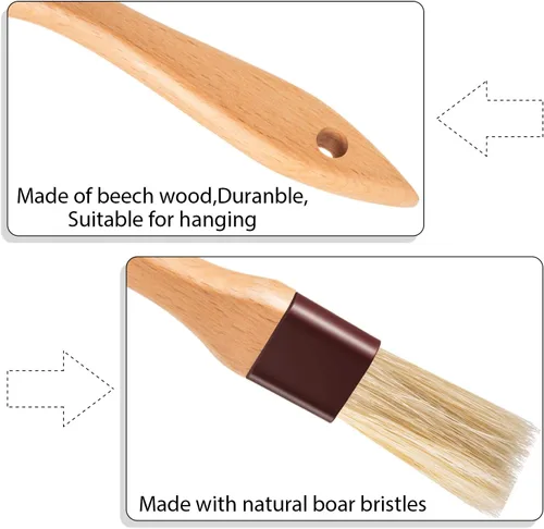 Miniatura 3 de Boao 4 cepillos de pastelería, cepillo de cerdas naturales para cocinar y hornear, cepillos de barbacoa para mantequilla, tostador, aceite, huevo