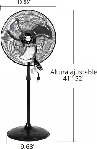 Miniatura 6 de BILT HARD 3850 CFM Ventilador oscilante de pedestal de alta velocidad de 18 pulgadas, ventilador de pie industrial de 3 velocidades con aspas
