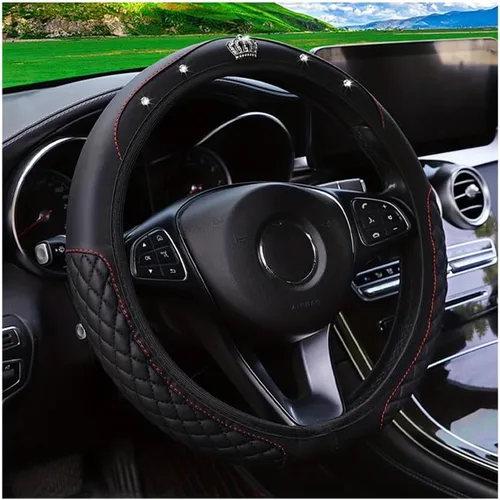 Funda brillante para volante de automóvil, protector de cuero con diamantes de imitación de cristal para automóvil, accesorios de decoración