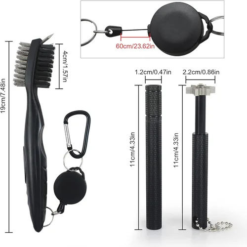 Miniatura 2 de VIPMOON Golf Club Cleaner Kit, 2 Pcs Groove Sharpener Regrooving Tool and 1 Pcs Retractable Club Cleaner Brush, Portable Groove Sharpener Tool for