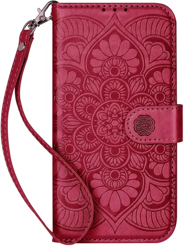 Funda tipo cartera para iPhone 13, [Bloqueo RFID] con 3 ranuras para tarjetas con ranura para tarjeta de crédito, cubierta protectora magnética de
