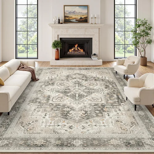 Miniatura 36 de Rugflix Alfombras de área de 8 x 10 pies para sala de estar, alfombra grande lavable, resistente a las manchas, pelo bajo, alfombra oscura moderna