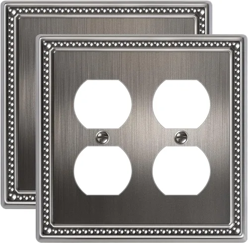 Miniatura 47 de Paquete de 4 placas de cubierta para interruptor de luz de palanca individual, cubiertas decorativas de perlas, placa de pared de metal almendra