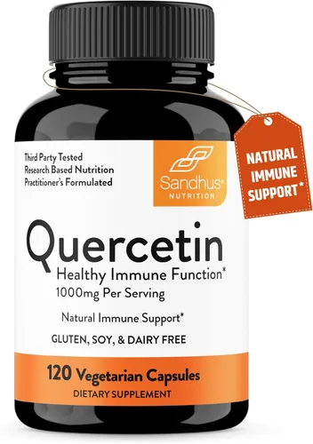 Miniatura 2 de Sandhu's Quercetina 1000 mg y quercetina con bromelina 1000 mg por porción Complejo de suplementos de bioflavonoides Apoya la salud inmunológica