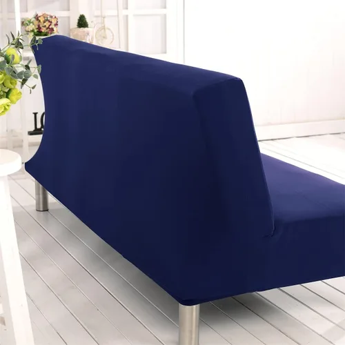 Miniatura 4 de Funda elástica para futón sin brazos, funda plegable para sofá cama con parte inferior elástica, lavable a máquina (azul oscuro)