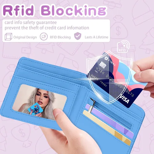 Miniatura 3 de Oqplog para billetera para dibujos animados, Amor azul Shidizai, Minimalista
