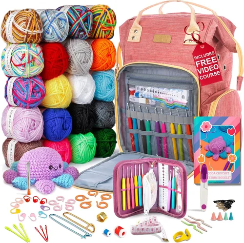 Miniatura 11 de MODDA Kit de ganchillo para principiantes, kit de inicio de ganchillo para principiantes con tutoriales en video fáciles de seguir, kits