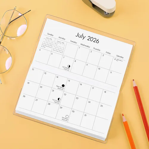 Miniatura 7 de Calendario de bolsillo 2025-2026, calendario de bolsillo de fase lunar 2025-2026 para bolso, planificador mensual con cubierta de PVC