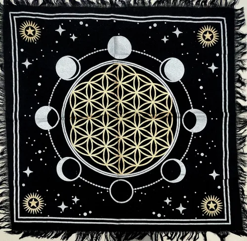 Miniatura 6 de Mantel de altar dorado con diseño de búho salvaje, diseño de brujería y búho salvaje, mantel cuadrado Wicca Wicca espiritual sagrado para mesa Fases