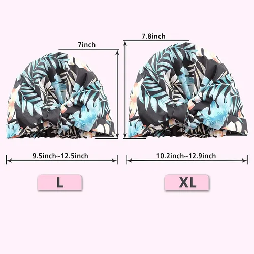 Miniatura 5 de Gorro de ducha para mujer, reutilizable, impermeable, para cabello largo, para ducha, bonito gorro de ducha extra grande para trenzas (hojas)