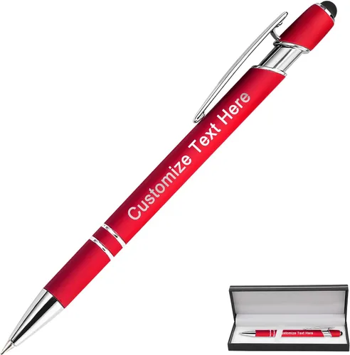 Miniatura 152 de Bolígrafos personalizados a granel con punta de lápiz capacitivo, 12 bolígrafos personalizados con logotipo de mensaje con nombre, bolígrafos