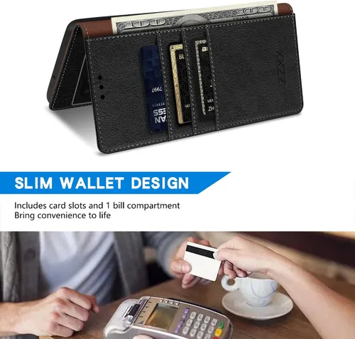 Miniatura 4 de ZZXX Funda tipo cartera para Google Pixel 6a con bloqueo RFID, ranura para tarjetas, función atril, cierre magnético, funda protectora de cuero