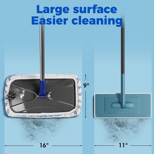 Miniatura 2 de Masthome Trapeador de microfibra extra grande para limpieza de pisos, trapeador plano de 16 pulgadas con 5 almohadillas para uso húmedo y seco, mopa