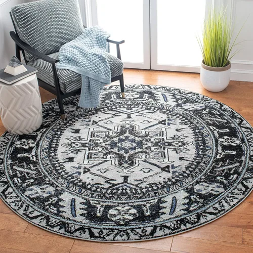 Miniatura 26 de SAFAVIEH Vintage Hamadan Collection Alfombra - 5'3" x 7'6", Rojo & Multi, Diseño tradicional persa, que no desprende pelusa y fácil de limpiar