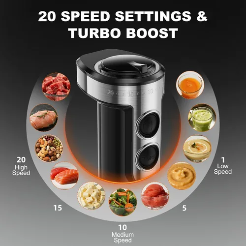 Miniatura 3 de Immersion Blender Handheld 1200W, 20-speeds Immersion Hand Blenders, Hand Mixer with Mining Beaker,Chopper,Whisk, Frother and Stick Blender Suitable