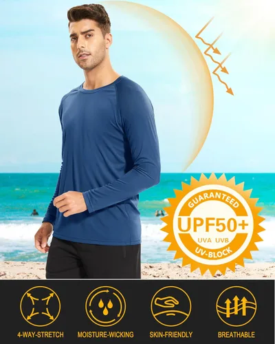 Miniatura 85 de MAGCOMSEN Camisas de manga larga para hombre, protección solar UPF 50+, camisetas atléticas para senderismo, correr, entrenamiento, protección