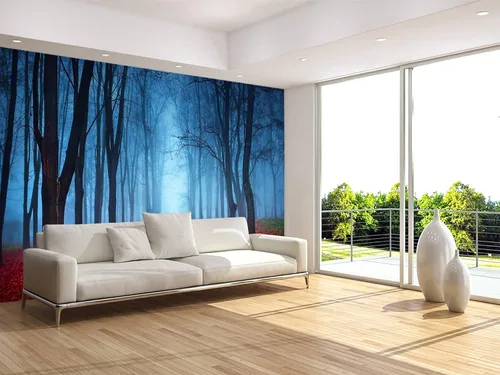 Miniatura 3 de MFWFM Mural de pared de bosque nebuloso para sala de estar, papel tapiz para dormitorio, fondo de TV (no se pela ni se pega)