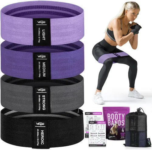 Bandas de resistencia para entrenar con guía de bandas de entrenamiento. 4 bandas de entrenamiento para mujeres y hombres, bandas elásticas de tela