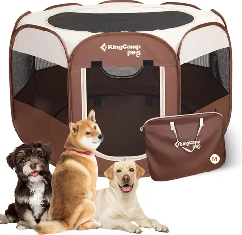 Miniatura 13 de KingCamp Tienda de campaña para perros, gran casa portátil para perros para interiores y exteriores con tela Oxford 600D y doble capa para perros