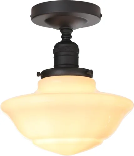 Miniatura 10 de Pathson Vintage Flush Mounted Ceiling Lighting with Milk White Glass Shade, Mid-Century Style Ceiling Light Fixture for Hallway Foyer Loft Living
