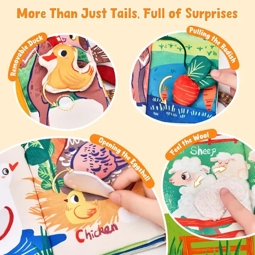 Miniatura 5 de JoyCat Farm Libros de Juguetes para Bebés de 0 a 6 Meses, Libro de Tela para Sentarse y Tocar y Sentir para Bebés de 0 a 3 a 6 a 12 a 18 Meses