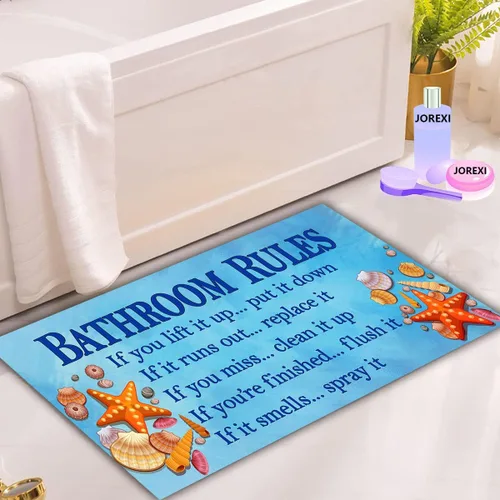 Miniatura 4 de Decoración de baño de playa, tapete con reglas de baño, diseño de estrella de mar de mar, bienvenida, porche, patio, garaje, decoración de área