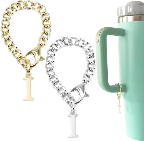 Miniatura 12 de Tovly 2 piezas de dijes de letras para Stanley Cup A-Z ID inicial colgantes personalizados para mango de vaso Stanley